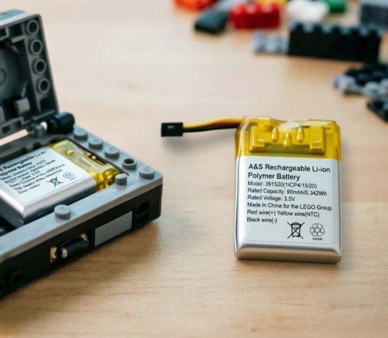 LEGO 391520 li ion polymer battery with guidance on how to dispose of lithium ion batteries
