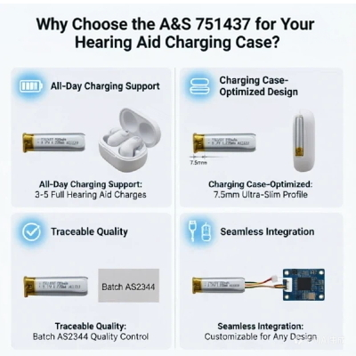 Medical grade lithium ion polymer battery A&S 751437, stable power output