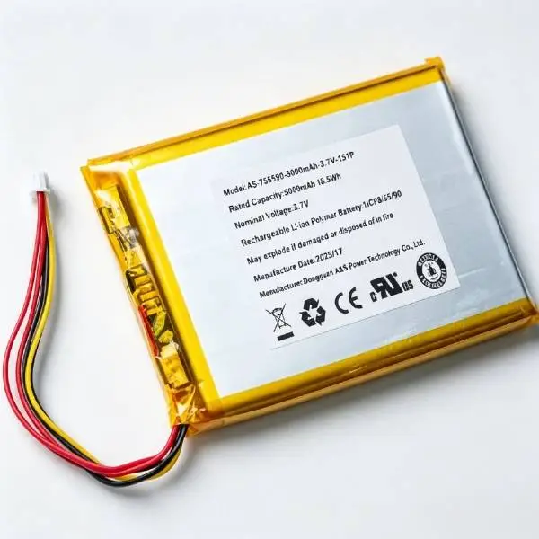 Ultra High-Capacity 3.7V 5000mAh Li-Polymer Battery AS755590 - Image 3