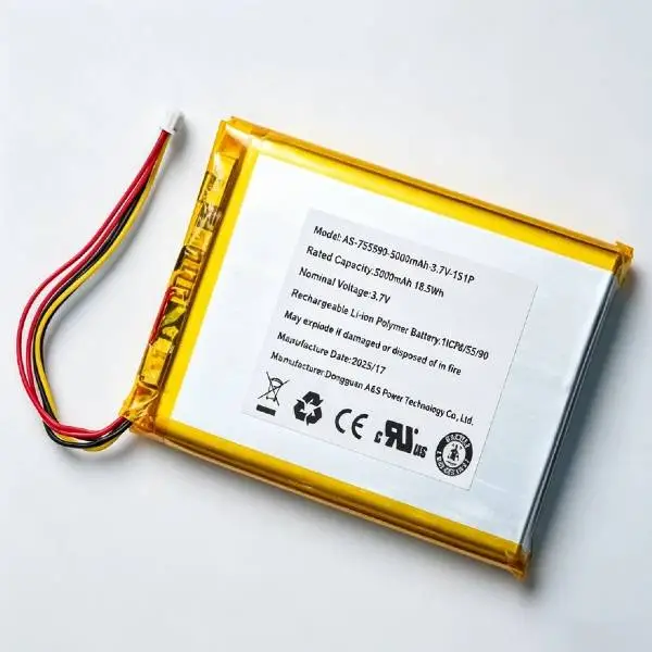 Ultra High-Capacity 3.7V 5000mAh Li-Polymer Battery AS755590 - Image 2