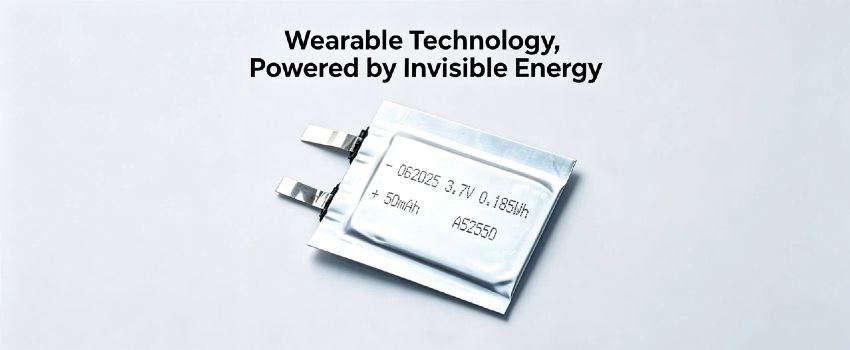 Flexible 3.7V 50mAh Li-Po battery for wearables 