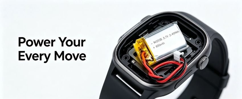AS902535 3.7V 650mAh Li-Polymer battery installed in a smart watch