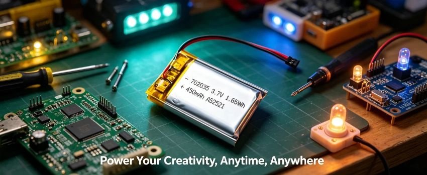 AS702035 lithium polymer battery for small IoT sensors, GPS trackers, and smart tags