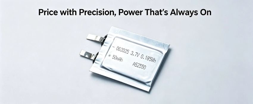 Compact 3.7V 50mAh lithium polymer battery 