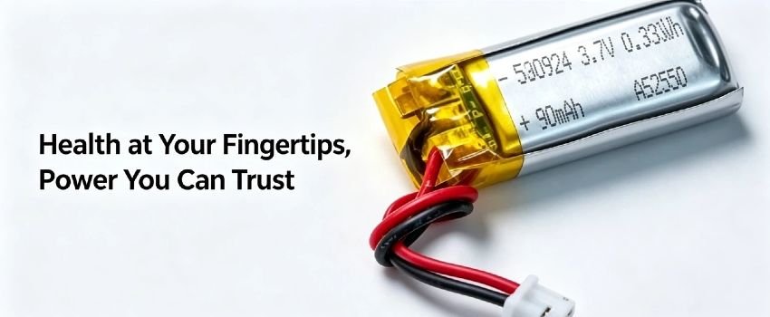 Compact 90mAh Li-Po battery pack for wearables