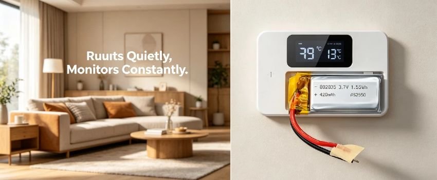 Safe and stable Li-Polymer batteries meet the power needs of smart wearables, fitness trackers, and health monitoring devices.