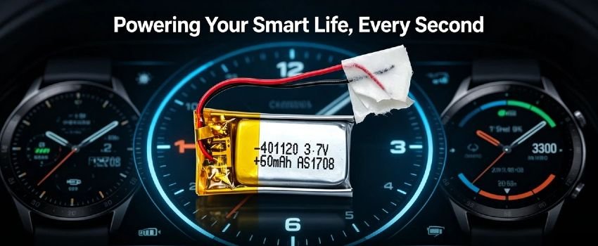 3.7V 60mAh 401120 lithium polymer battery with built-in protection for wearables