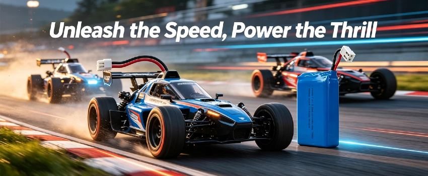 7.4V 1800mAh polymer battery powering RC cars and electric hobby vehicles