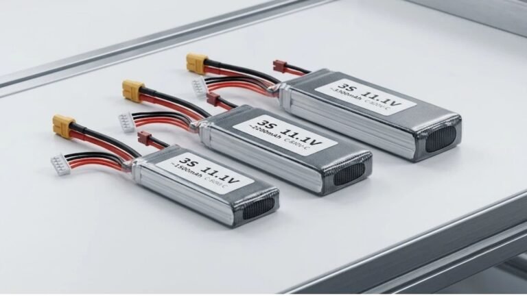 3S lipo battery guide three batteries on white workbench A&S Power