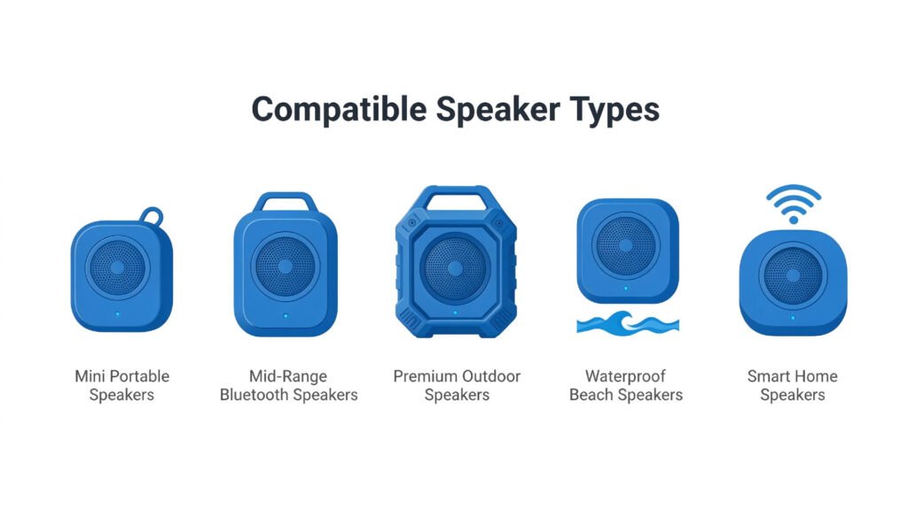 Bluetooth speaker battery pack applications mini portable outdoor waterproof smart home A&S Power infographic