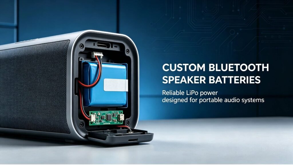 Custom Bluetooth speaker battery OEM manufacturer A&S Power banner with speaker and lithium polymer cell