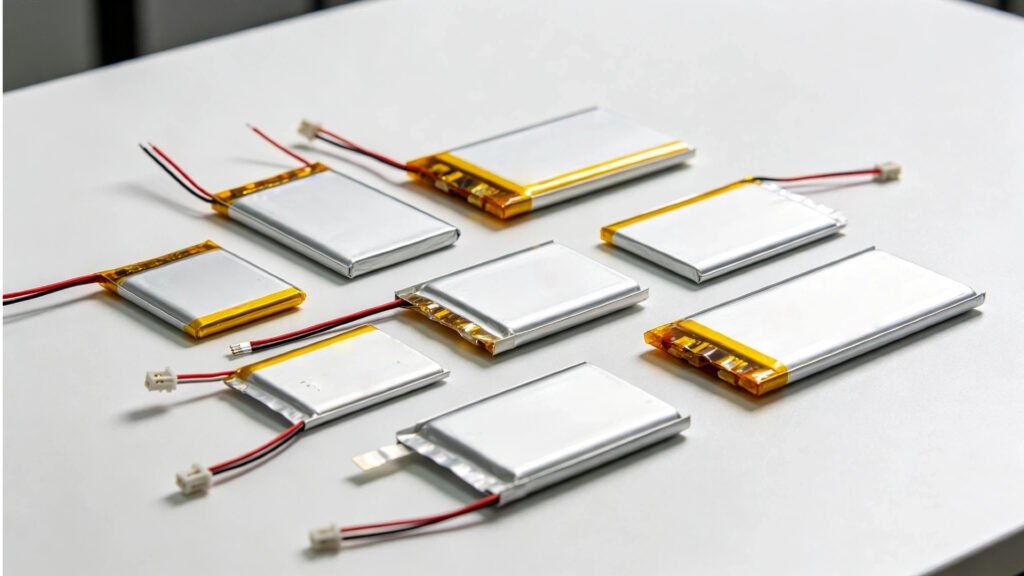 Lipo battery 101 guide various lithium polymer pouch cells on white workbench A&S Power