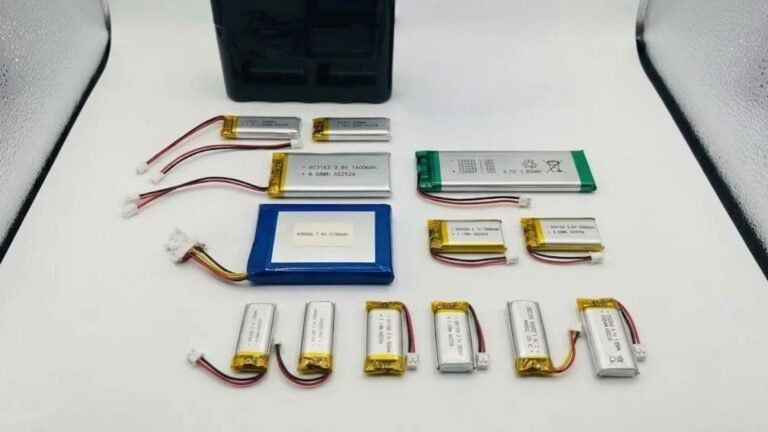 What is a lithium polymer battery guide various Li-Po pouch cells on white workbench A&S Power