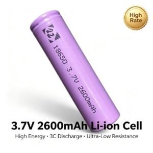 3.7V 2600mAh 18650 rechargeable battery – AS18650-2600 high-capacity li-ion cell with 3C discharge for flashlights