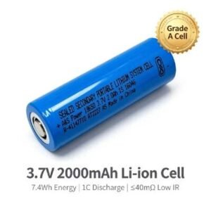 high capacity 18650 battery 3.7V – AS18650-2000 with positive terminal and insulation ring detail