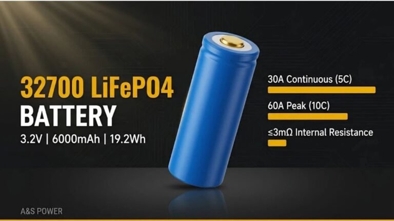 32700 LiFePO4 battery 3.2V 6000mAh 19.2Wh cylindrical cell with 30A 5C discharge by A&S Power