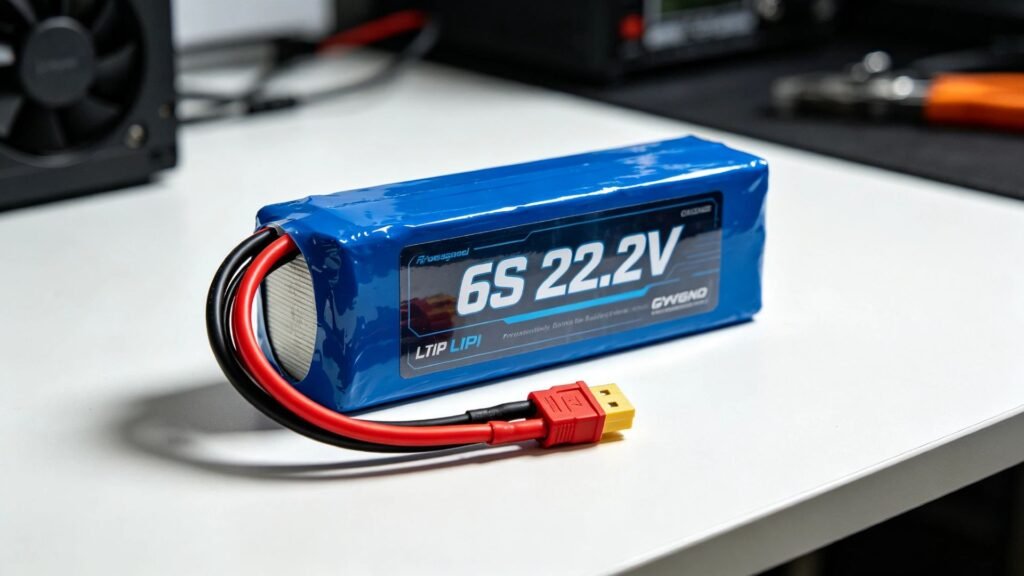 6S lipo battery guide 22.2V on white workbench A&S Power