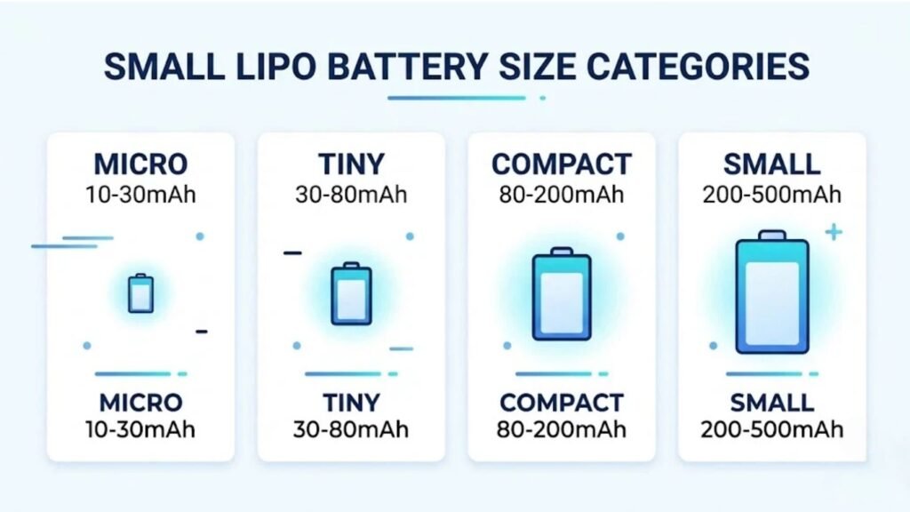 Small lipo battery size guide infographic micro tiny compact small A&S Power